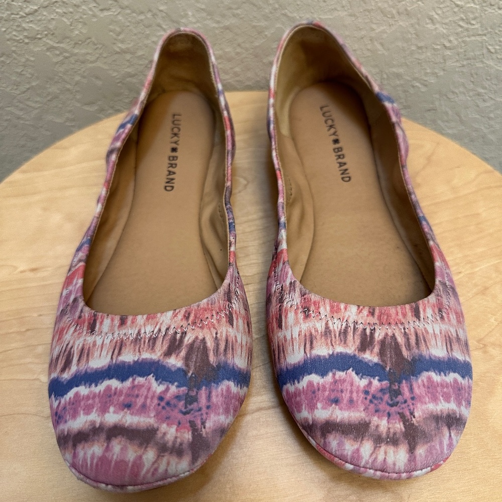 Lucky Brand Emma Ballet Flats Pink-Purple Tie Dye Size 7 1/2 M